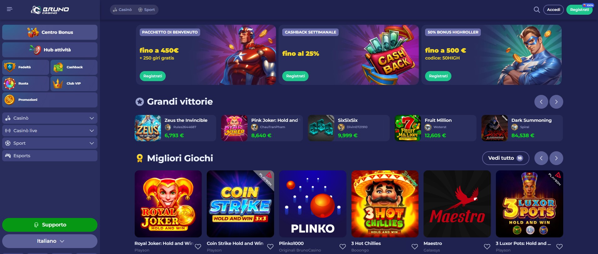 Bruno Casino Bonus App Online Italia Slot